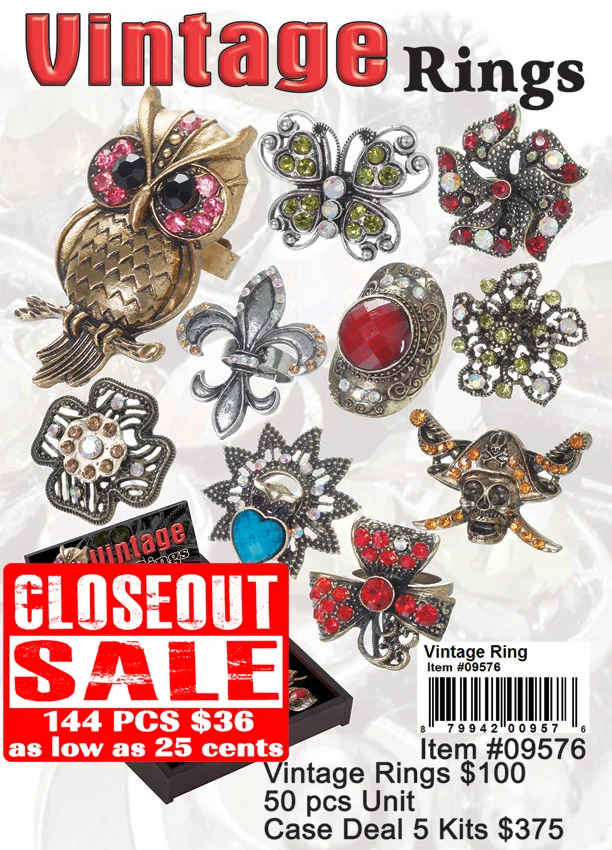 Vintage Rings - Closeout 144 Pcs.